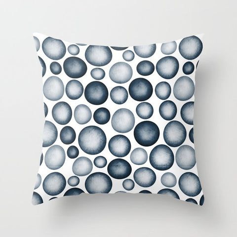 Dark Blue & Light Blue Gradient Circle Pebble Pairs To 2020 Color of the Year Chinese Porcelain Throw Pillow