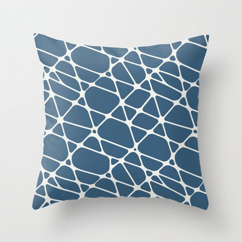 Off-white & Blue Abstract Mosaic Pattern 2 Pairs To 2020 Color of the Year Chinese Porcelain Throw Pillow