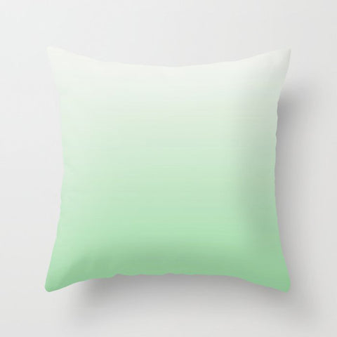 Pastel Green & Linen White Horizontal Gradient Soft Ombre Pairs to 2020 Color of the Year Neo Mint Throw Pillow