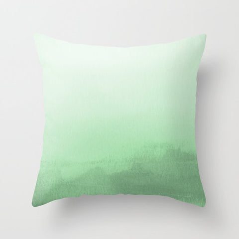Pastel Melon Green Watercolor Ombre Gradient Blend Pairs to 2020 Color of the Year Neo Mint Throw Pillow