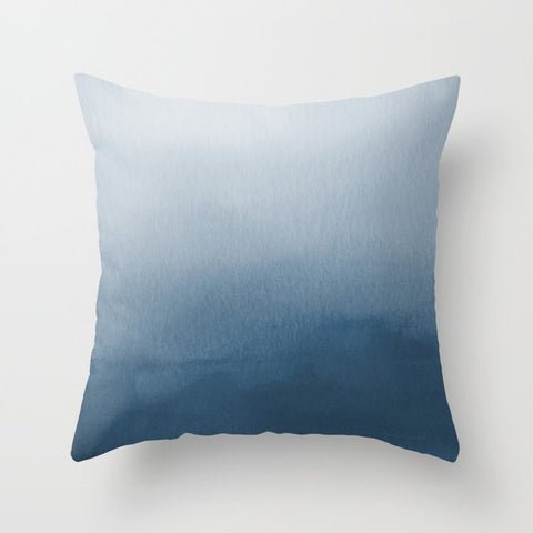 White & Blue Abstract Watercolor Blend Pairs To 2020 Color of the Year Chinese Porcelain PPG1160-6 Throw Pillow