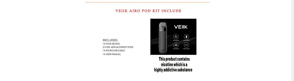 VEIIK Airo Vape Pod System Kit Package Includes