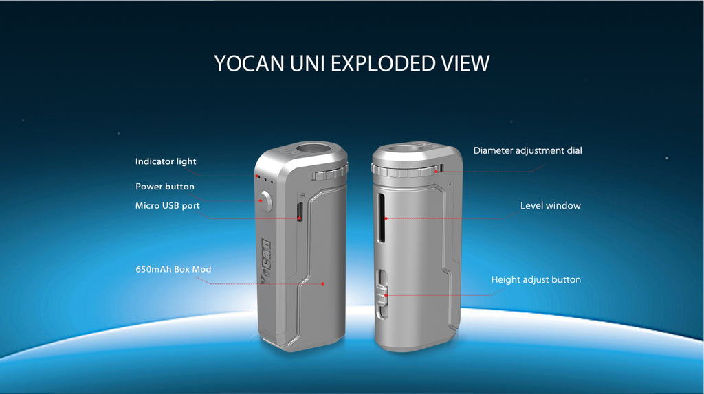 Yocan UNI VV Box Mod 650mAh Exploded View
