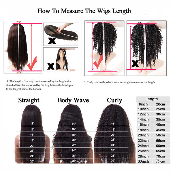 how to measure the wigs length for curly hair 