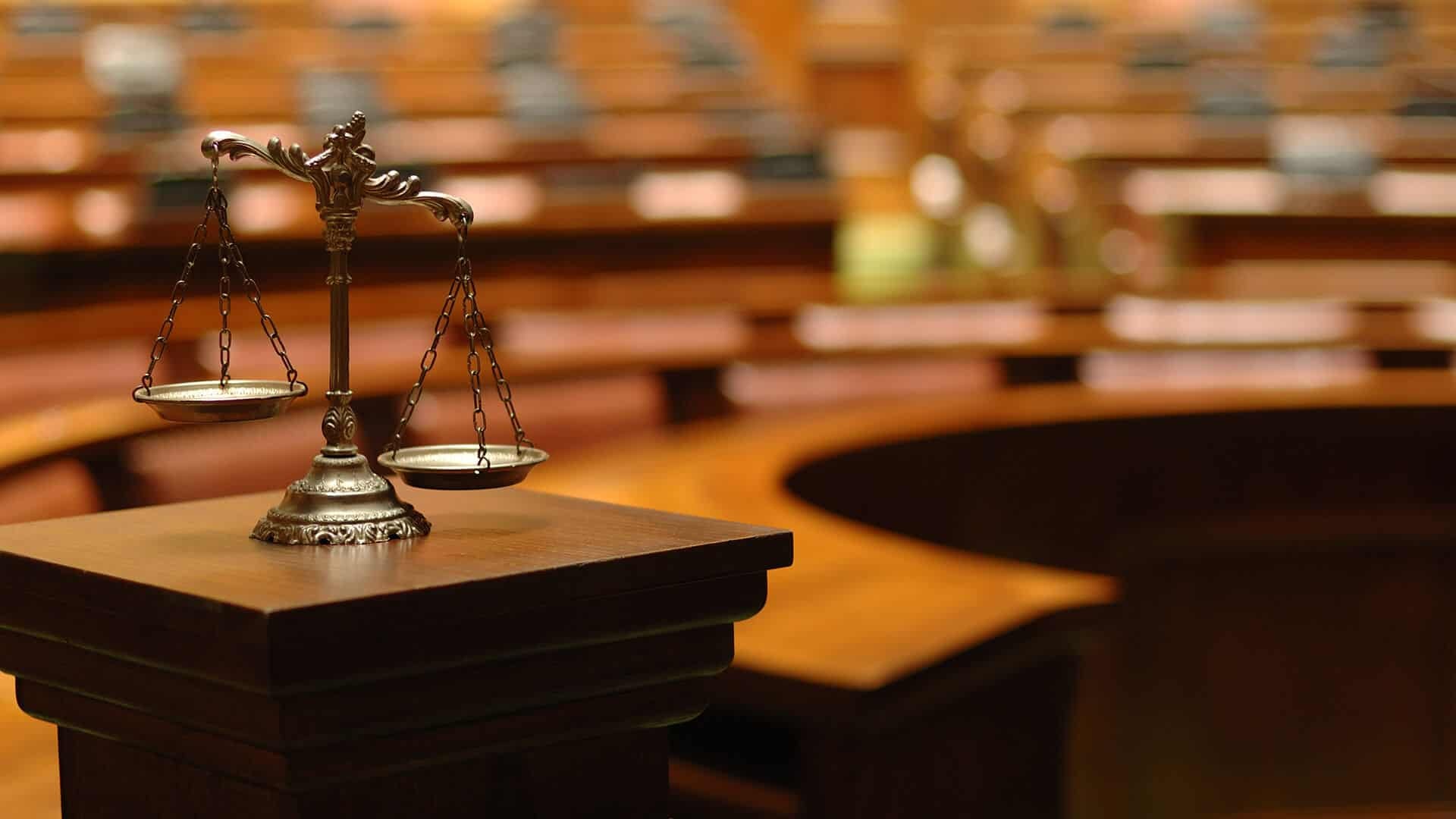 Scales in a courtroom