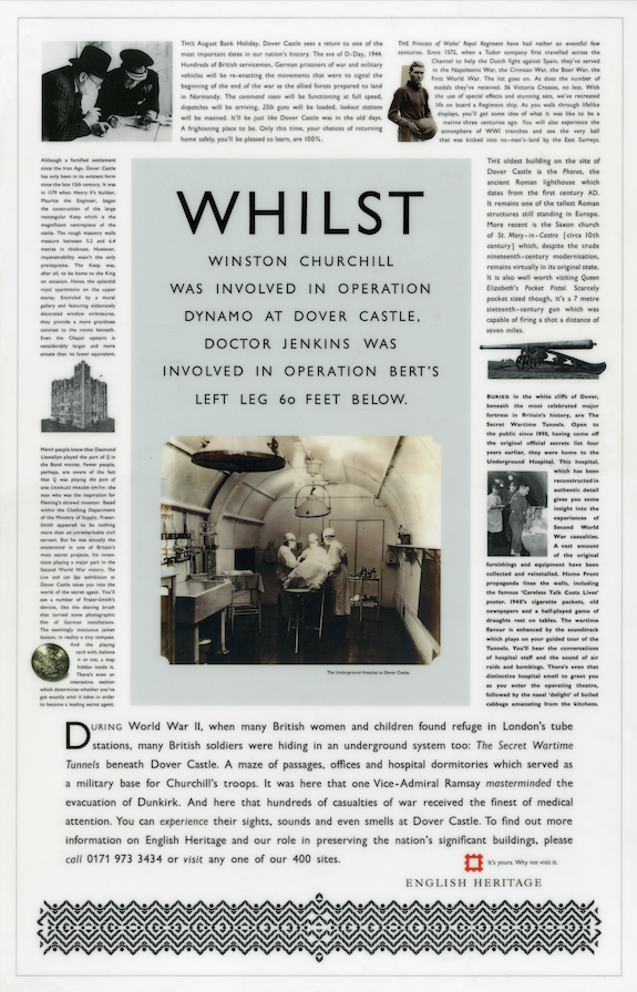 English Heritage 'Whilst Winston Churchill was involved in Operation Dynamo' print ad / copywriter: Sean Doyle  