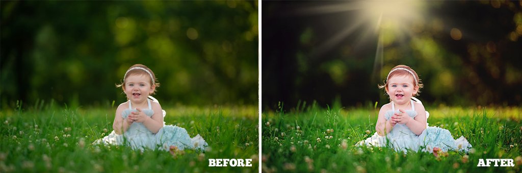 Before and After photo using Pretty Photoshop Actions Pastel Dreams Collection