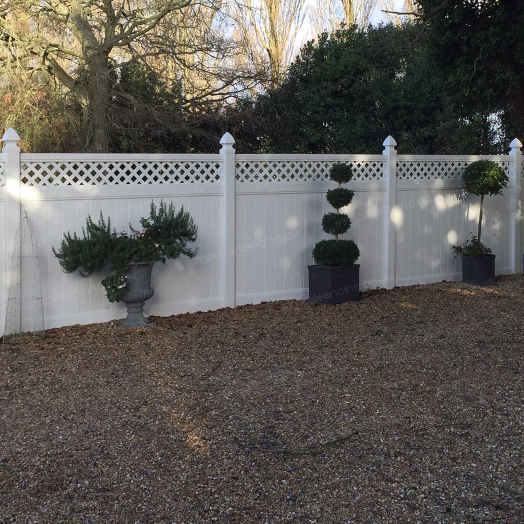 Cascade 8 ft. W x 6 ft. H White Vinyl Privacy Fence Panel with Lattice Simple Fencing
