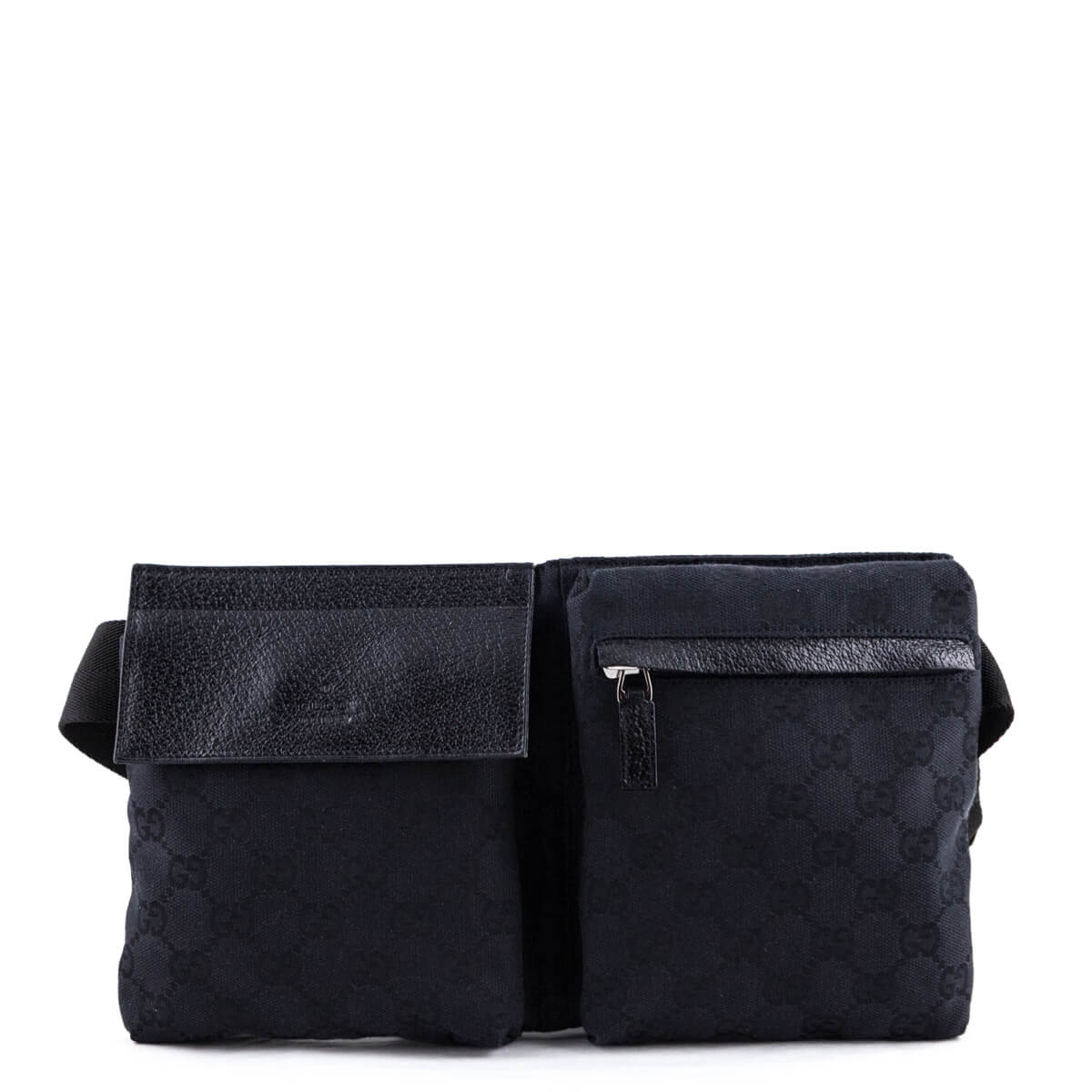 Gucci Black GG Monogram Canvas Waist Bag - Preowned Gucci Handbags