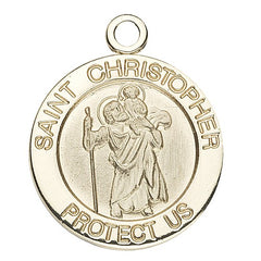 Learn More about Saint Christopher 14kt Gold Round Medal Image of Saint Christopher 14kt Gold Round Medal