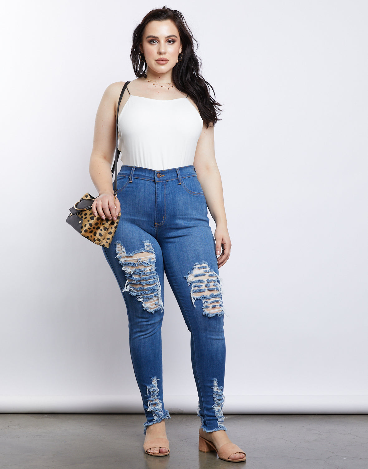 Plus Size Ripped Blue Jeans - Best Plus Size Jeans - Distressed Jeans ...