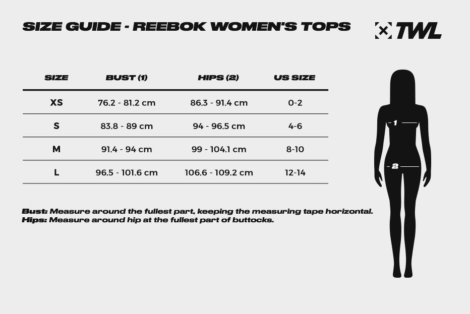reebok women's size guide