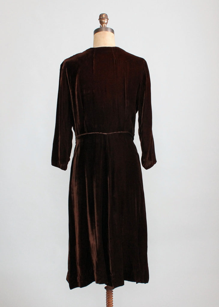 Vintage Late 1930s Classic Brown Velvet Dress | Raleigh Vintage