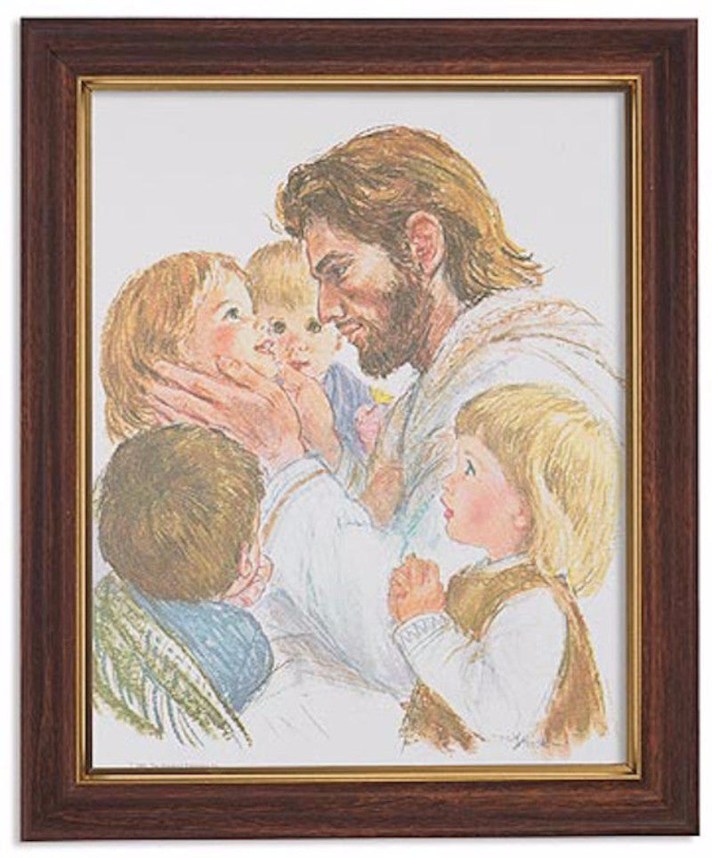 Jesus With Children In Woodtone Frame By Artist Hook – Beattitudes ...