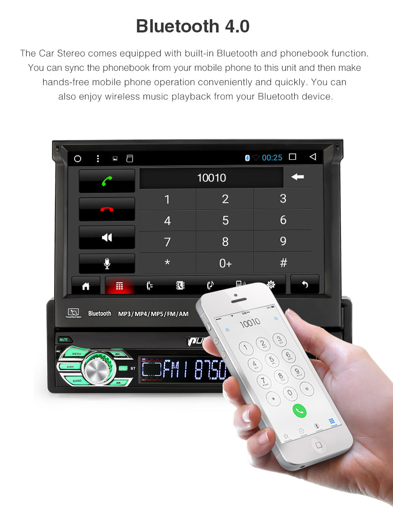 Pumpkin Single 1 Din Android 8.1 Car Radio/Stereo Octa Core 7 Inch Touchscreen with GPS Navigation Bluetooth RAM: 2GB + ROM: 32GB
