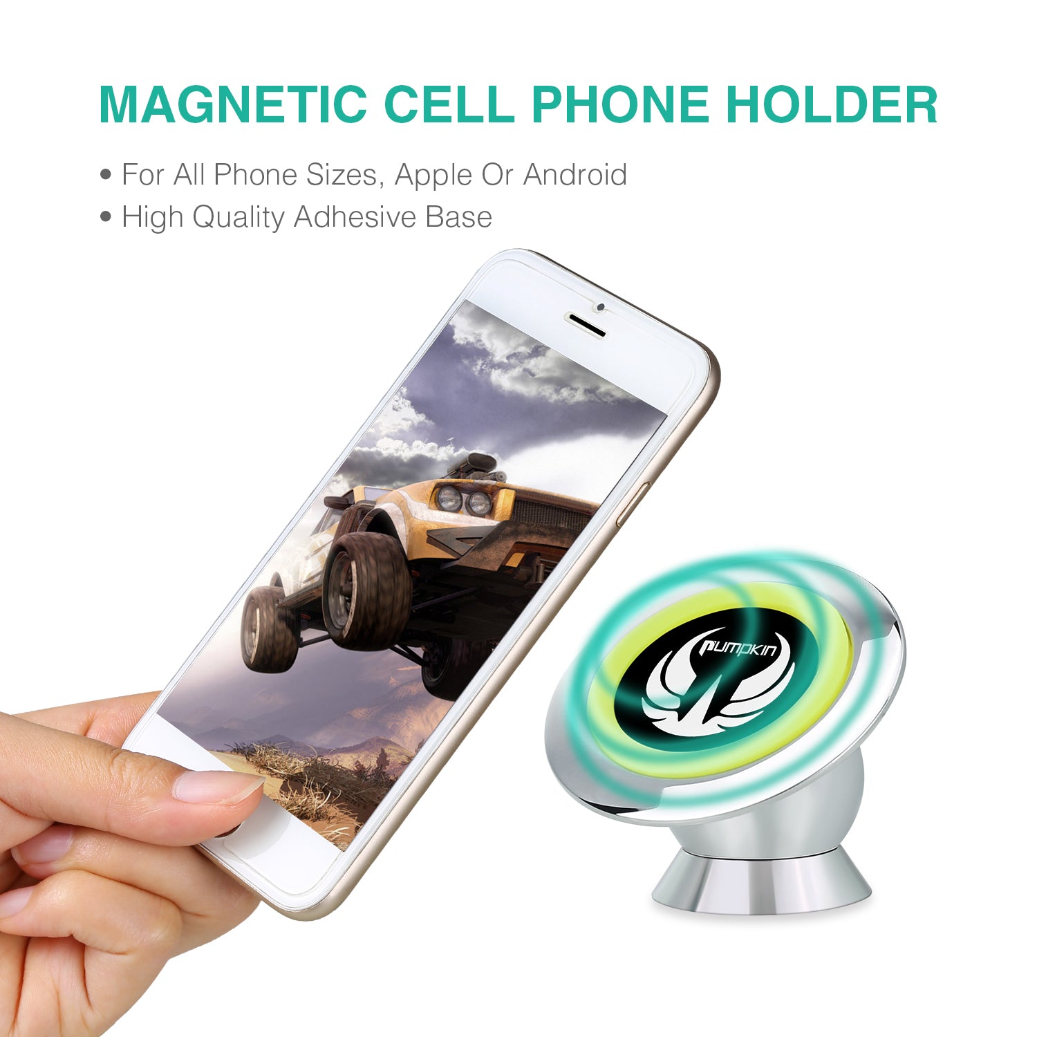 360 Degrees Magnetic Cell Phone Holder High Quality Adhesive Base for All Phone Sizes, Apple Or Android