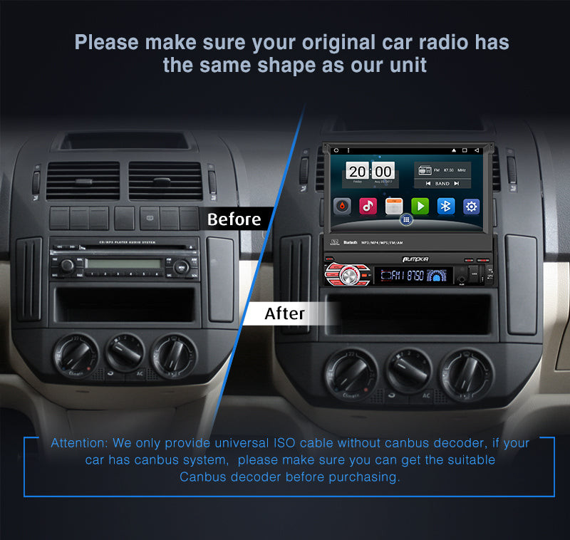 Pumpkin Single 1 Din Android 8.1 Car Radio/Stereo Octa Core 7 Inch Touchscreen with GPS Navigation Bluetooth RAM: 2GB + ROM: 32GB