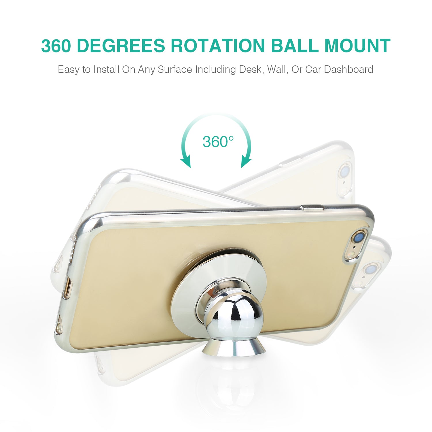 360 Degrees Magnetic Cell Phone Holder High Quality Adhesive Base for All Phone Sizes, Apple Or Android