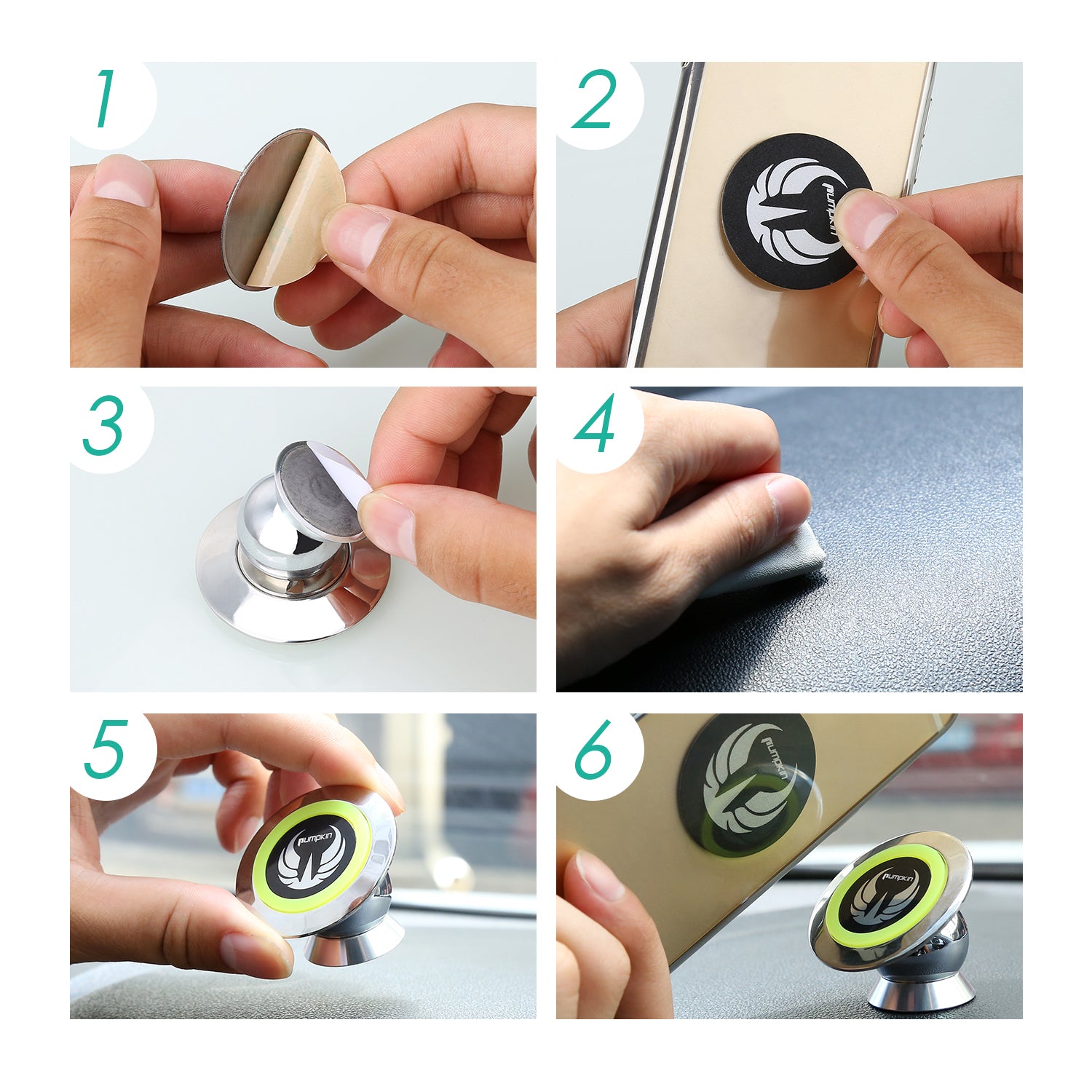 360 Degrees Magnetic Cell Phone Holder High Quality Adhesive Base for All Phone Sizes, Apple Or Android
