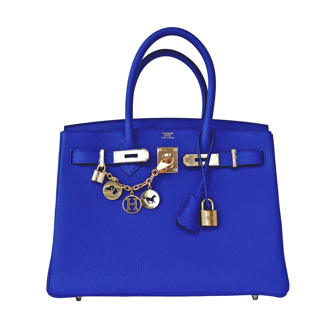 Hermes Blue Electric 30cm Togo Birkin Gold GHW Satchel Bag Spectacular ...