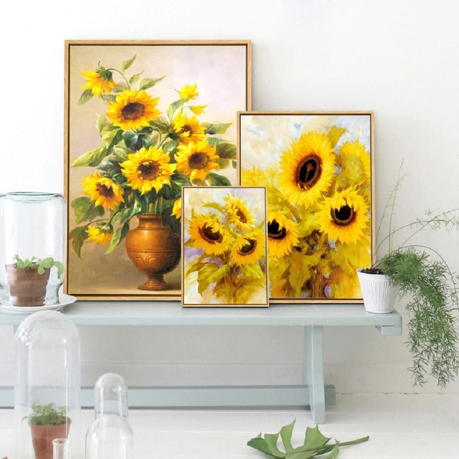C Sunflower Bouquet With Bow Art Print Home Decor Wall Art Poster 