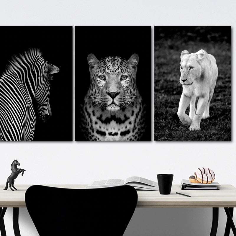 African Wild Lion Poster Black And White Animal Canvas Paintings On The Wall Art 