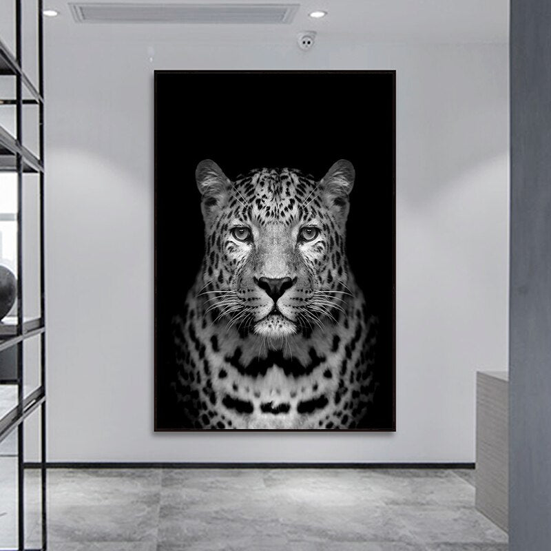 Wild Animals Stylish Black & White Photographic Wall Art Lion Tiger Zebra Fine Art Canvas Prints Minimalist Pictures For Modern Interior Home Decor