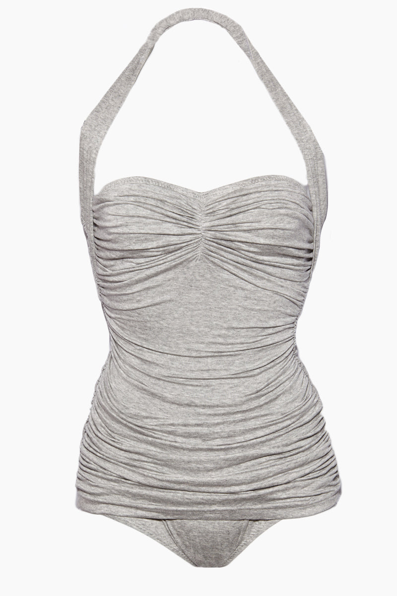 Bill Mio Halter Sweetheart Neckline One Piece Swimsuit - Light Grey