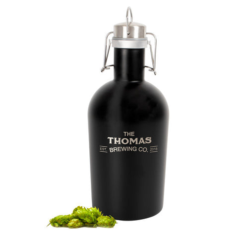 Personalized Black Stainless Steel Growler
