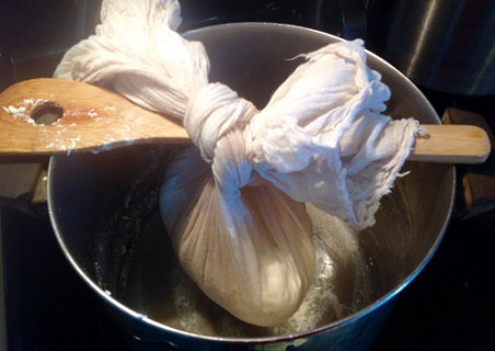 A neat trick for draining curds. Save the whey for other projects!