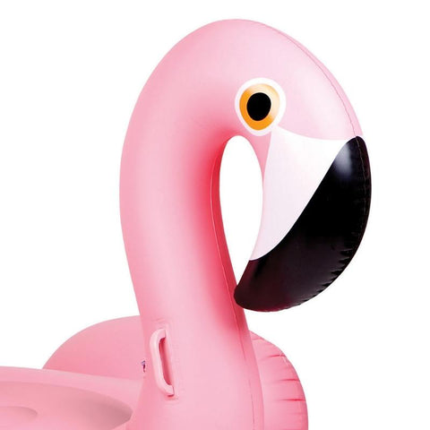 zoom tête et long cou Bouée gonflable flamant rose géante 150 cm