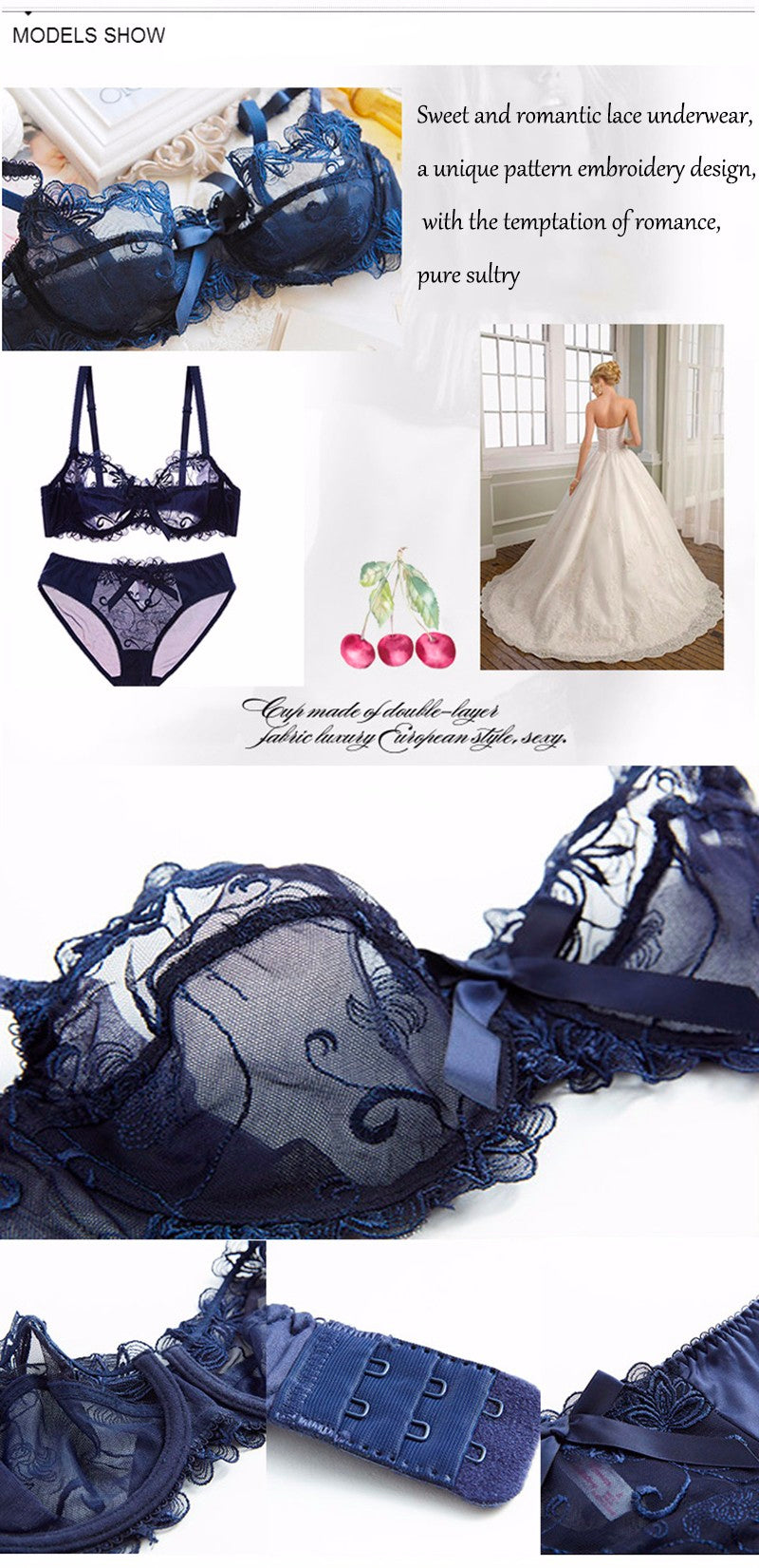 Embroidery Ultra-thin Transparent Bra & Brief Set lingerie