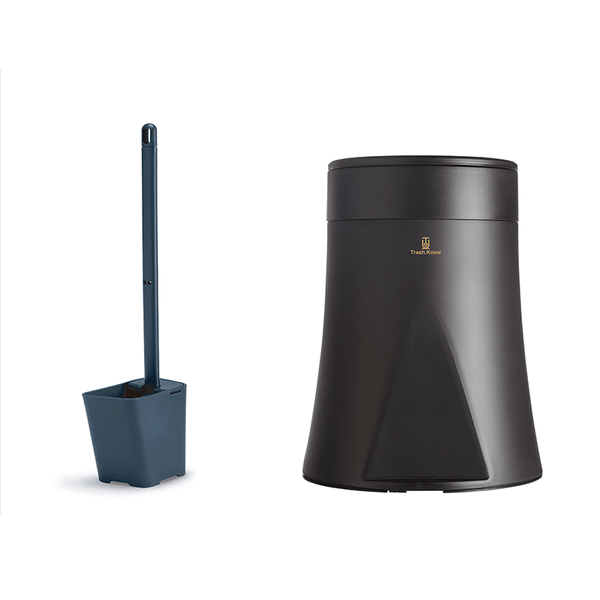 【尊爵黑色組】Trash.Know 垃圾.懂 - 黑 x 1 + Toilet Brush.Know 傾倒式馬桶刷 - 黑 x 1