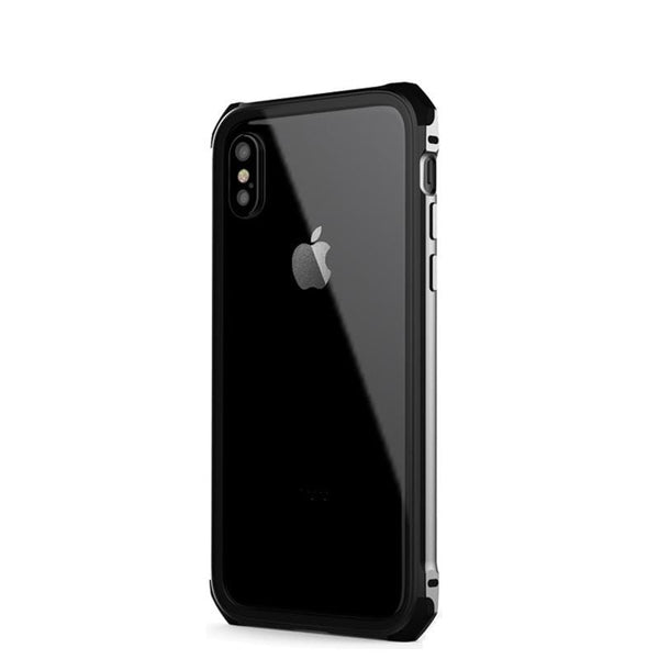 Kai iPhone X 鋁合金邊框+7H防爆玻璃背蓋保護殼