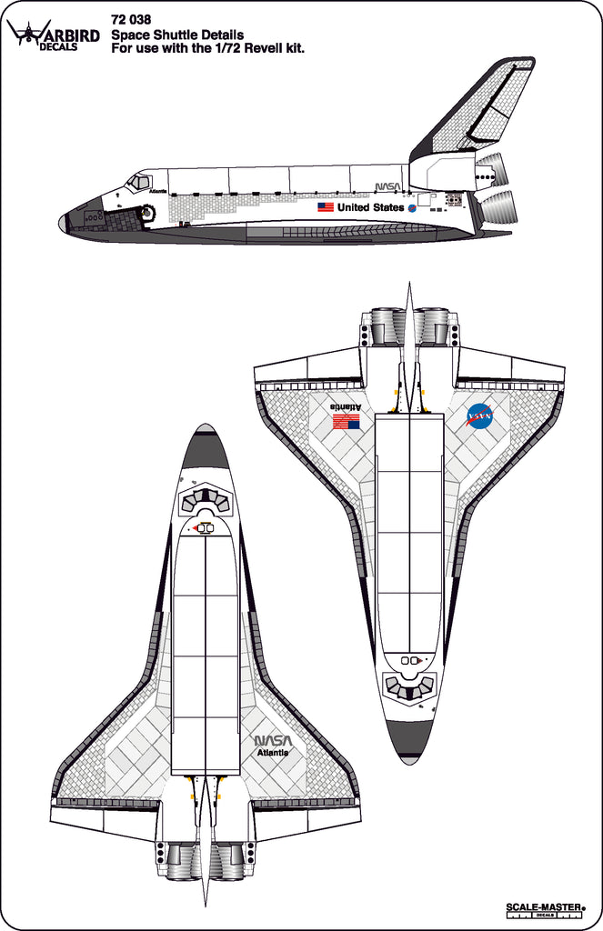 Warbird Decals Space Shuttle Exterior, Engine Details and More in 1/72 ...