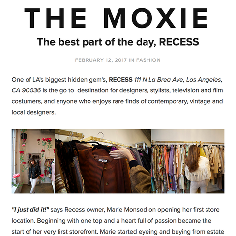 Recess in The Moxie Best Vintage In LA Designer Consignment Shopping Fashion Los Angeles