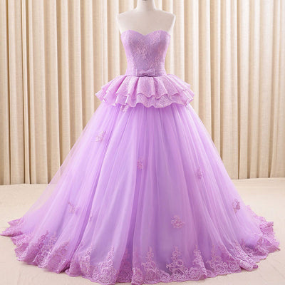 Strapless Purple Lace Ball Gown Formal Evening Gown – JoJo Shop
