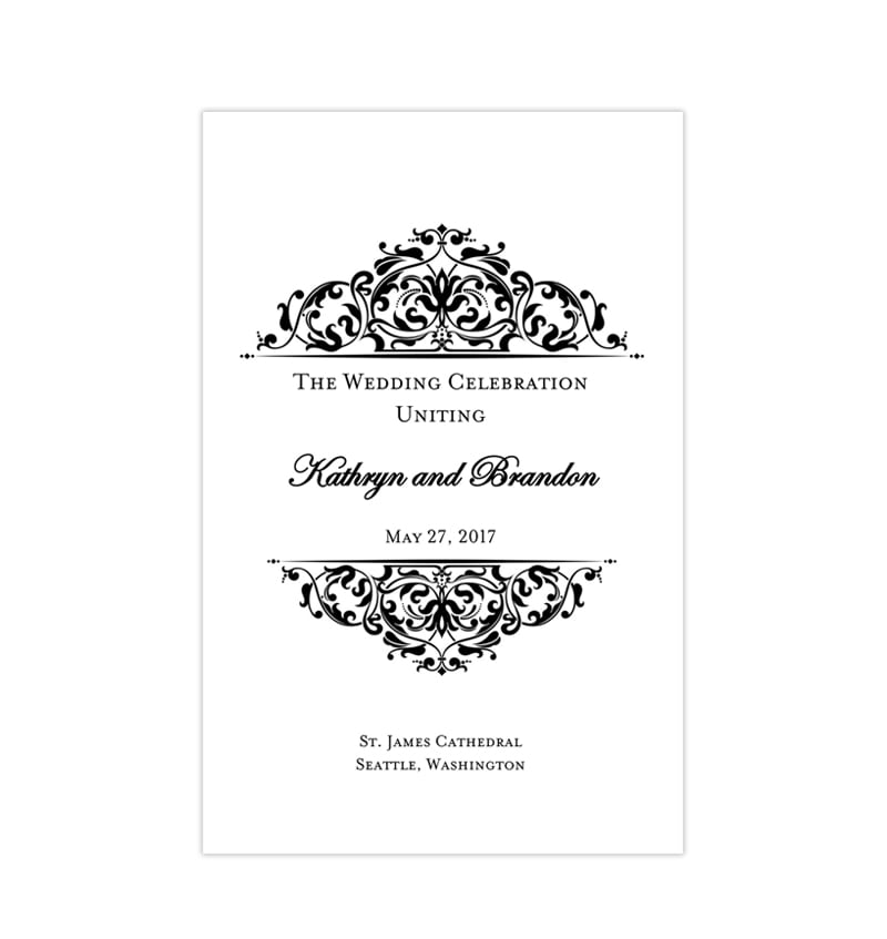 wedding program template grace black white wedding black and white wedding program template