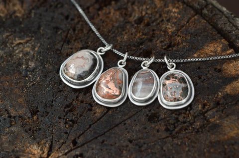copper banded agate pendant by Beth Millner Jewelry