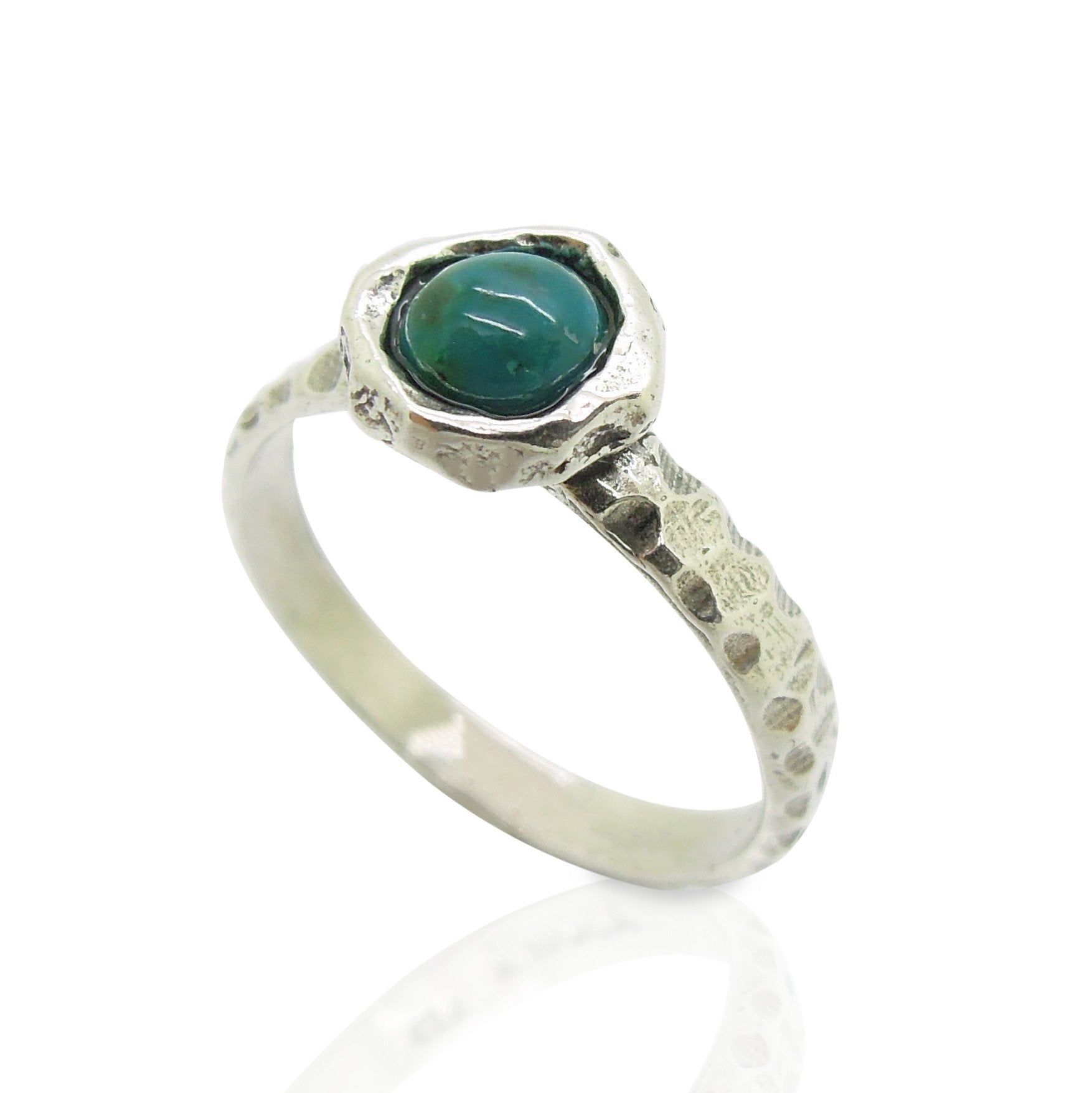Eilat stone Criscola ring set in hammered sterling silver, stacking ri ...