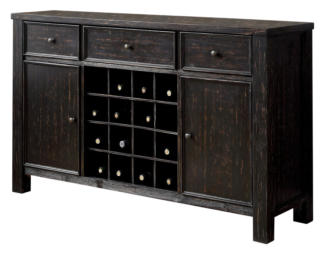 Harlow Rustic Antique Black Wine Rack Buffet Server - 24/7 ...