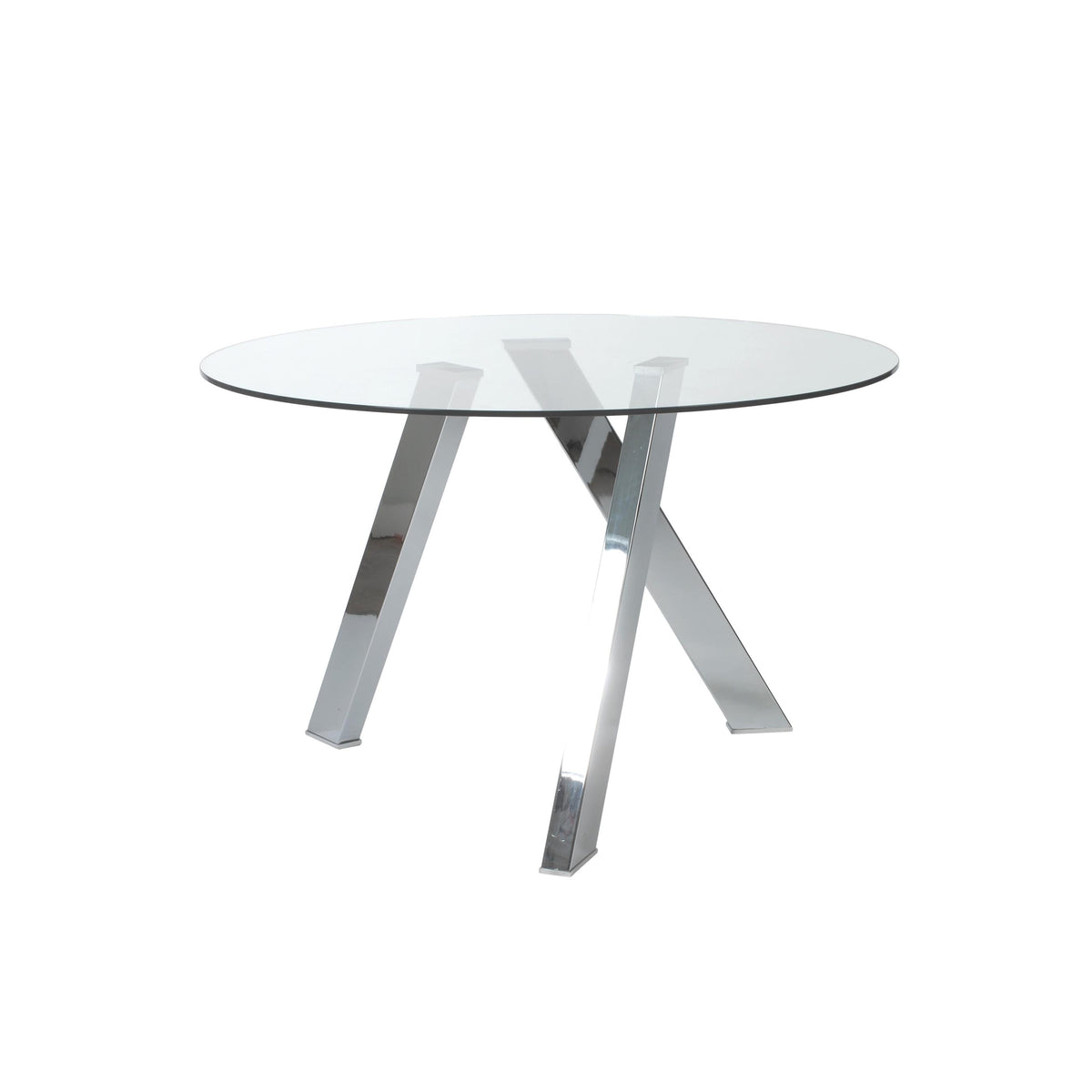 Modern Clear Glass & Brushed Stainless Steel Circular Meeting Table ...