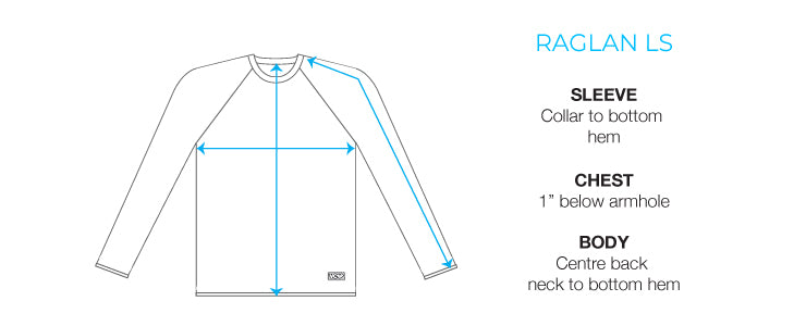 Raglan Long Sleeve Size Chart