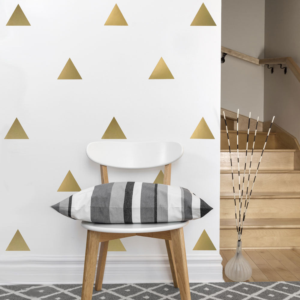 36 Large Gold Metallic Triangle Wall Decals