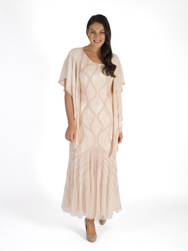 Blush Beaded Mesh Dress