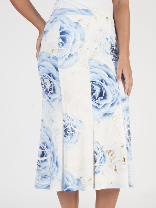 Eugen Klein Ivory Jersey Floral Print Skirt