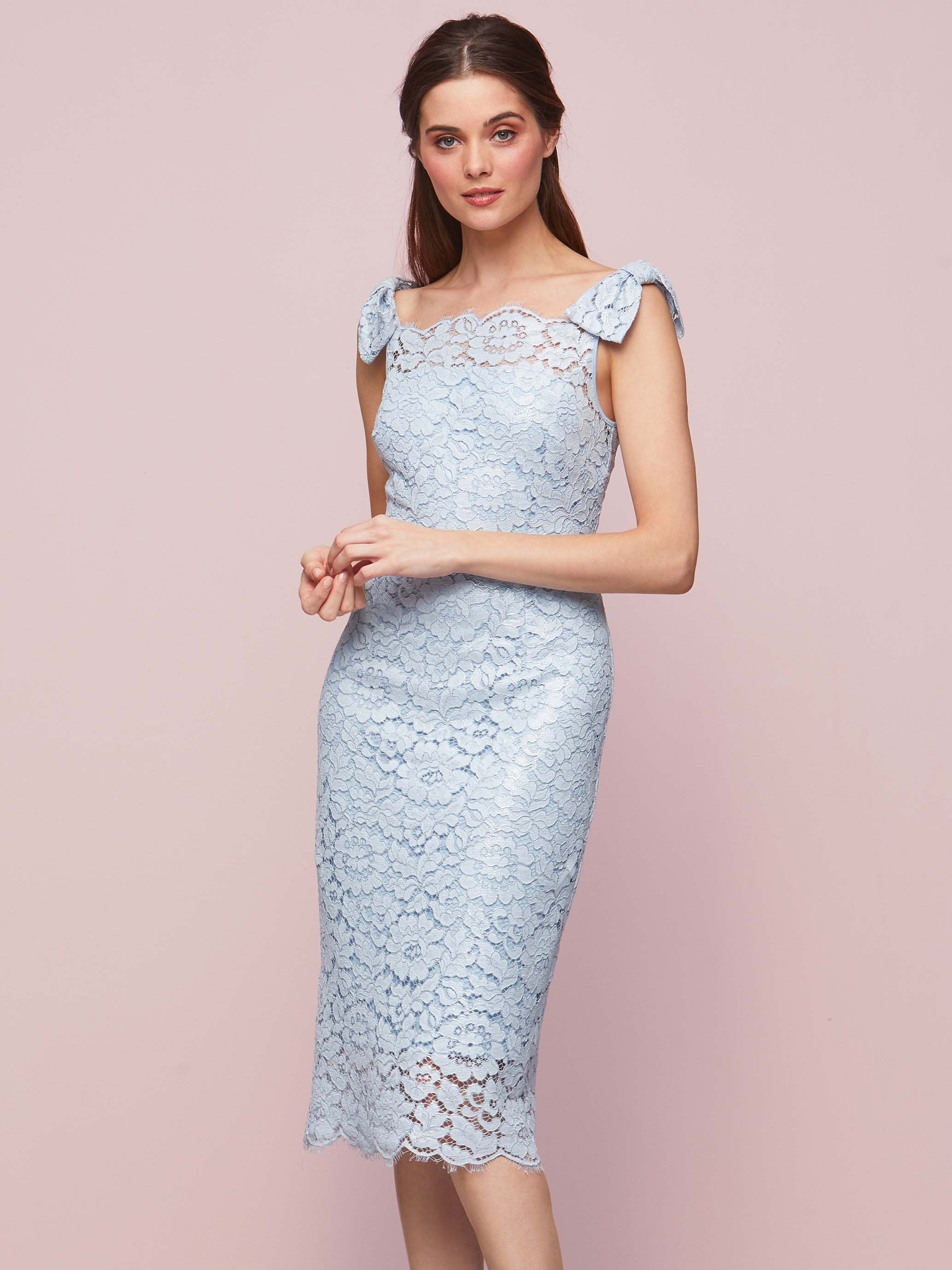 Gina Bacconi Blue Pearl Hazel Lace Bow Dress