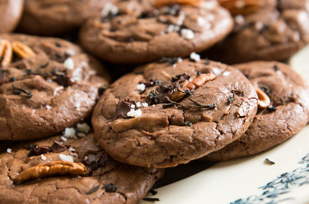 Lychee chocolate cookies closeup