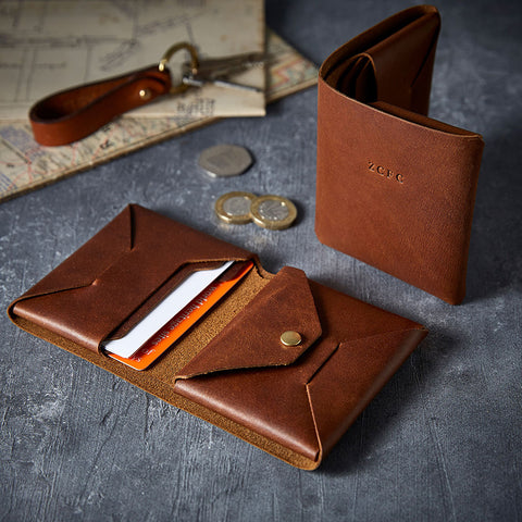 personalised origami leather wallet man gun bear