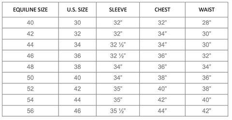 Breeches Size Chart